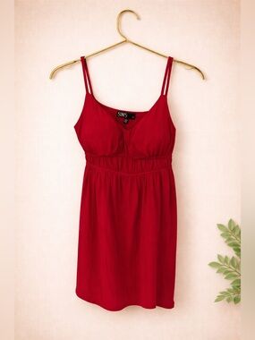Streetwear Society Red Flowy Tank – Dress‑Style Layering Piece | Size S/P